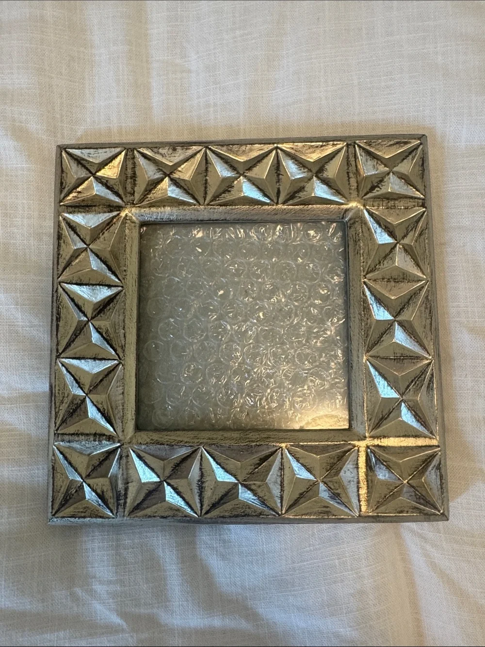 Nicole Miller Metallic Silver Geometric Photo Frame
